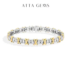 ATTAGEMS 2.7mm Round Cut Lab Grown Moissanite Bracelet for Women Men 925 Sterling Silver Bracelet Engagement  Birthday Gift Daily wear Fine Jewelry B078, Unisex