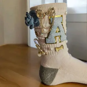 Junk Socks - Women's Comfortable Socks with Colorful Embellishments and Unique Design - Womenswear.    Product customizable with any initial.