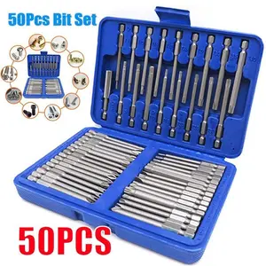 ToolForge 50pcs Extra Long 75mm Security Bit Set Torx Star Hex Screwdriver Bits BY