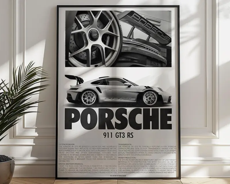porsche 911 gt3 rs poster with frame - TikTok Shop