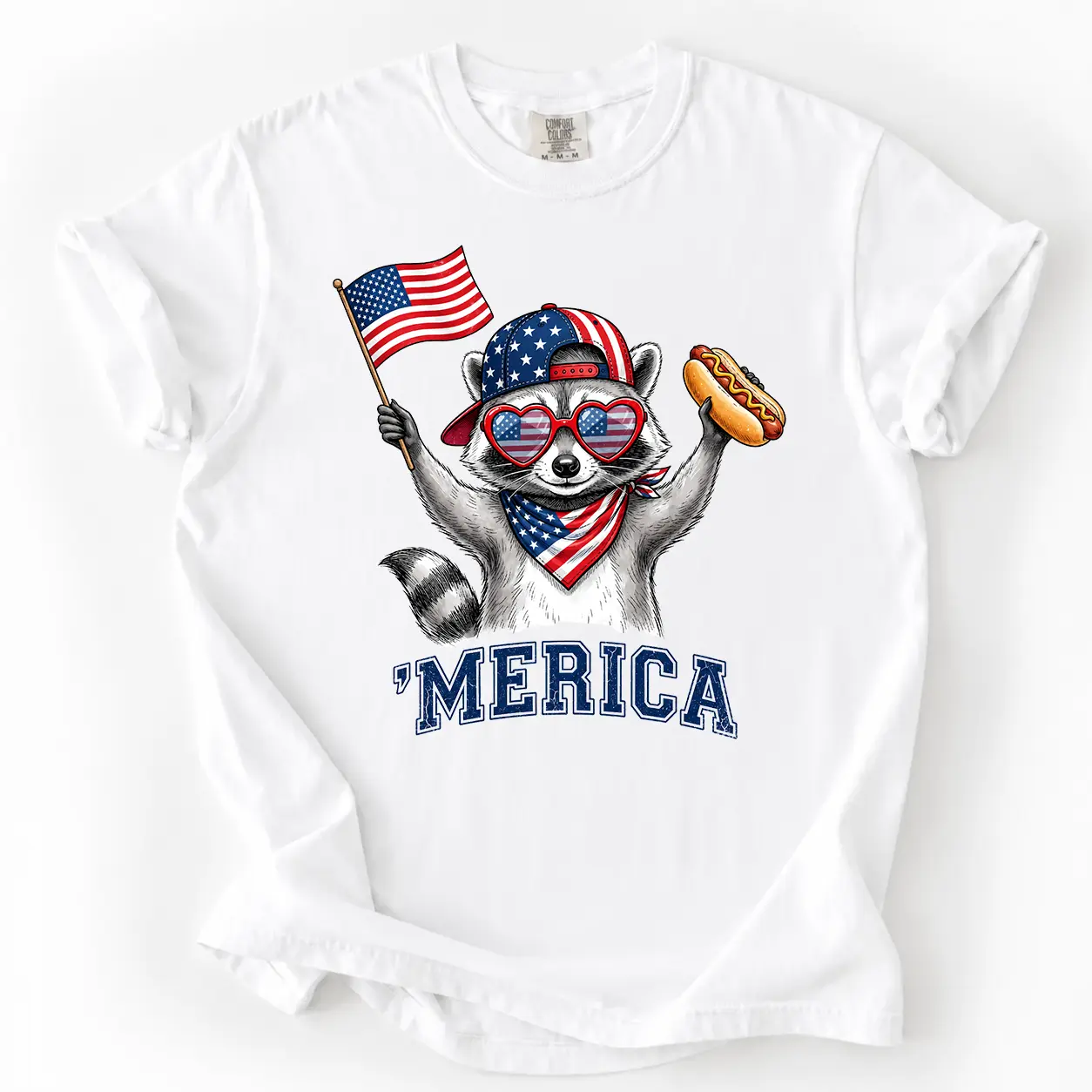 Comfort Colors Merica Shirt, 4th of July Raccoon Shirt, Merica Raccoon Shirt, Patriotic Animal Shirt, Independence Day Shirt, USA Shirt