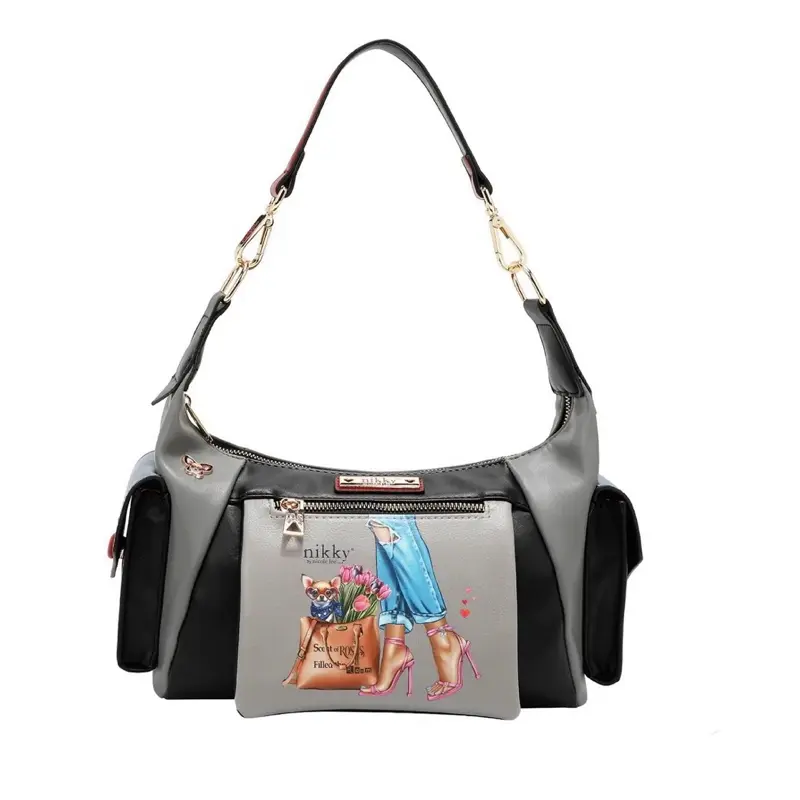 Shoulder Bag Vintage Floral Eco-Leather Handbag with Unique Design Elements and Handles