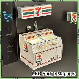 3D Fridge Magnets Miniature simulation freezer Night Light Dollhouse Mini 7 Freezer Supermarket Cabinet Toy Display Models