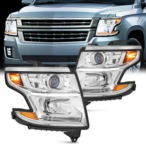 Nilight Truck Headlight Assembly - Automotive Vehicle Replacement Headlamp, Car Accessories & Auto Parts Accessories, Chrome Housing, Amber Reflector, Driver & Passenger Side, Compatible with 2015-2020 Chevy Tahoe/Suburban