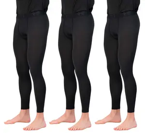 Real Essentials 3 Pack: Men's Active Compression Pants - Workout Base Layer Tights Running Leggings (Available in Big & Tall)