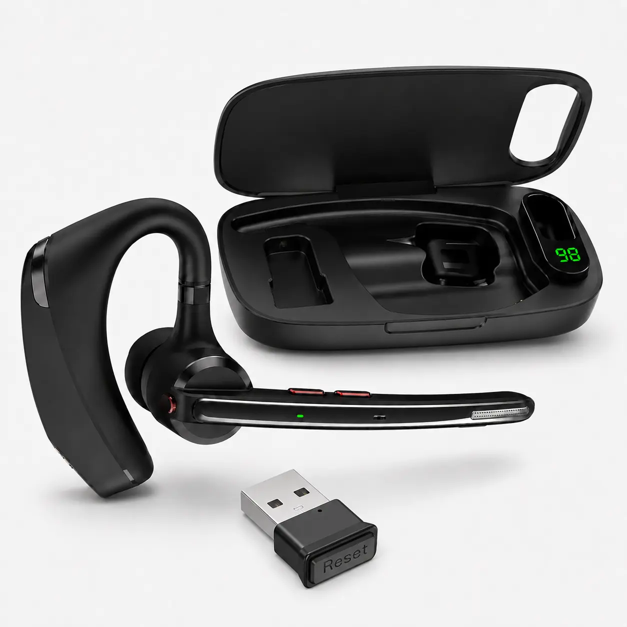 Wireless Bluetooth Headset with Noise Cancelling Microphone for Truck Drivers, Computer & Phone Calls