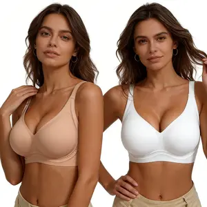 2/3PCS Womens Jelly Bras Comfortable Soft Push Up Wireless Bralettes Deep V Seamless T-shirts Bras Everyday Bras