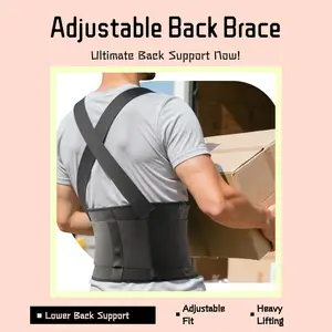 SOLOEVER Adjustable Work Back Brace for Men & Women with Suspenders – Fabric Tool Relieve Back Pain & Ensure Safety for Heavy Lifting in Moving, Construction, and Warehouse Work