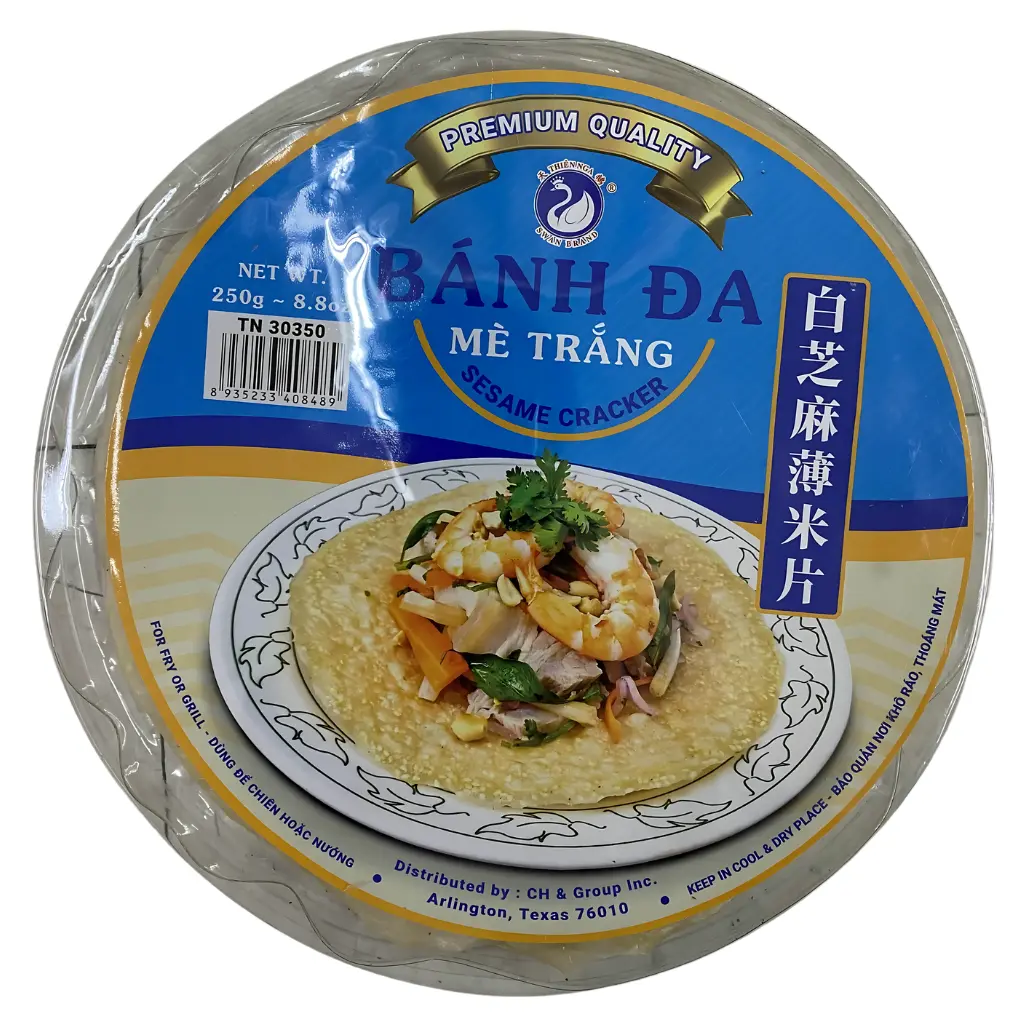 Swan Brand White Sesame Wafers - White Rice, Natural Ingredients, Rich Flavor of Sesame Seeds, Delightful Crunch, 8.8oz