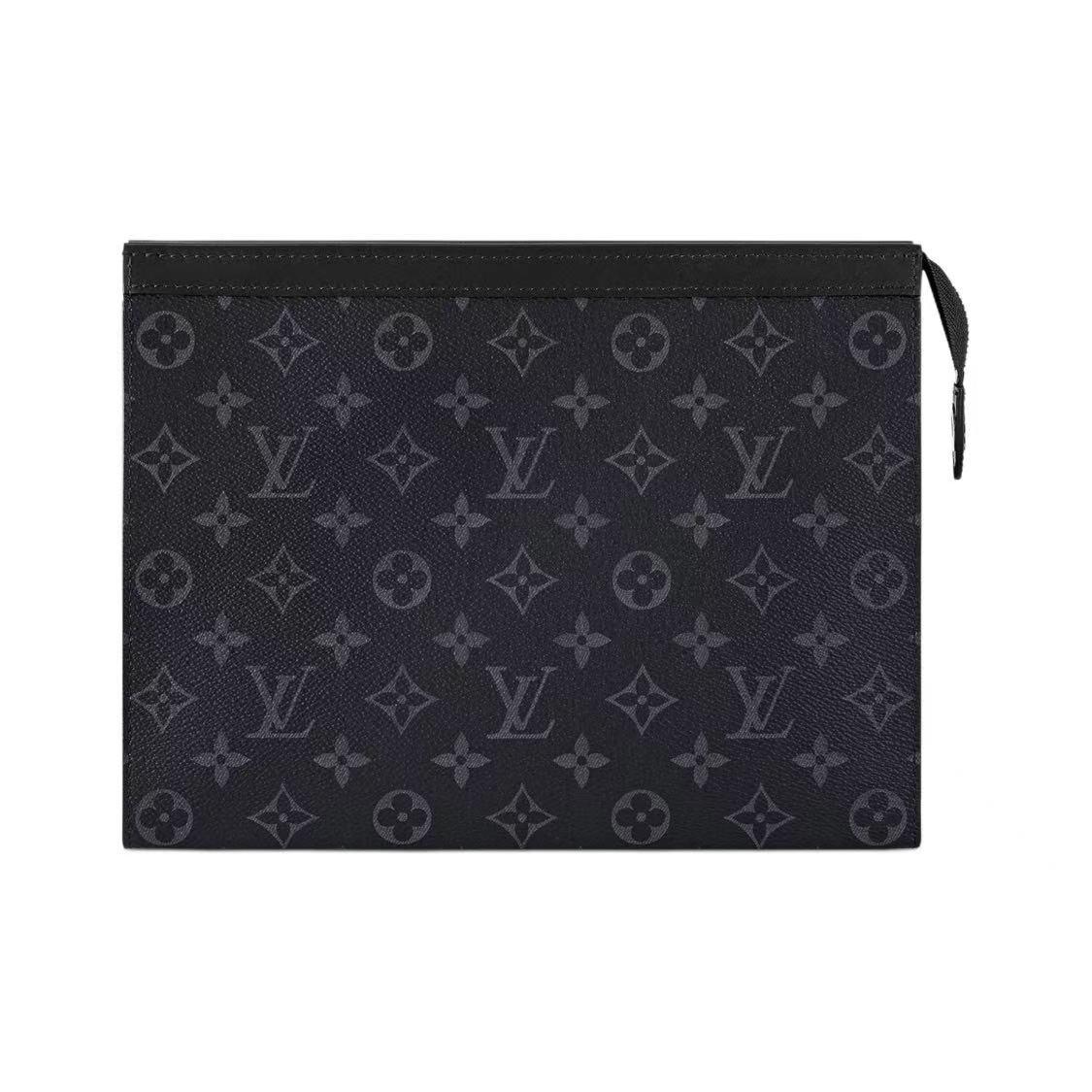 Pre-owned Louis Vuitton Pochette Voyage, Classic Monogram Print, Zipper Closure, Coated Canvas Clutch & Toiletry Bag