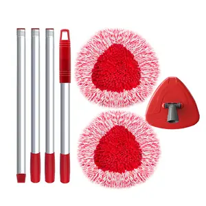 Pack of 2 Spin Mop Replacement Covers for Vileda Turbo Mop or o-cedar EasyWring 1 Tank Spin Mop, 3-in-1 Mop Wiper Replacement Heads with 30-58 inch Handle and 1 Base - Multi-Surface Cleaning for Floors, Glass, Cars, RVs