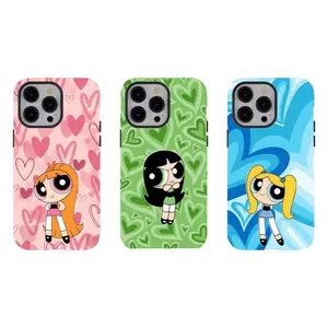 Adorable Powerpuff Girls Character Phone Case Compatible for iPhone 17Promax 16 15 14 13 12 11 and for Samsung S21-S25 Perfect Gift for Fans Her/Him Cute Phone Cases