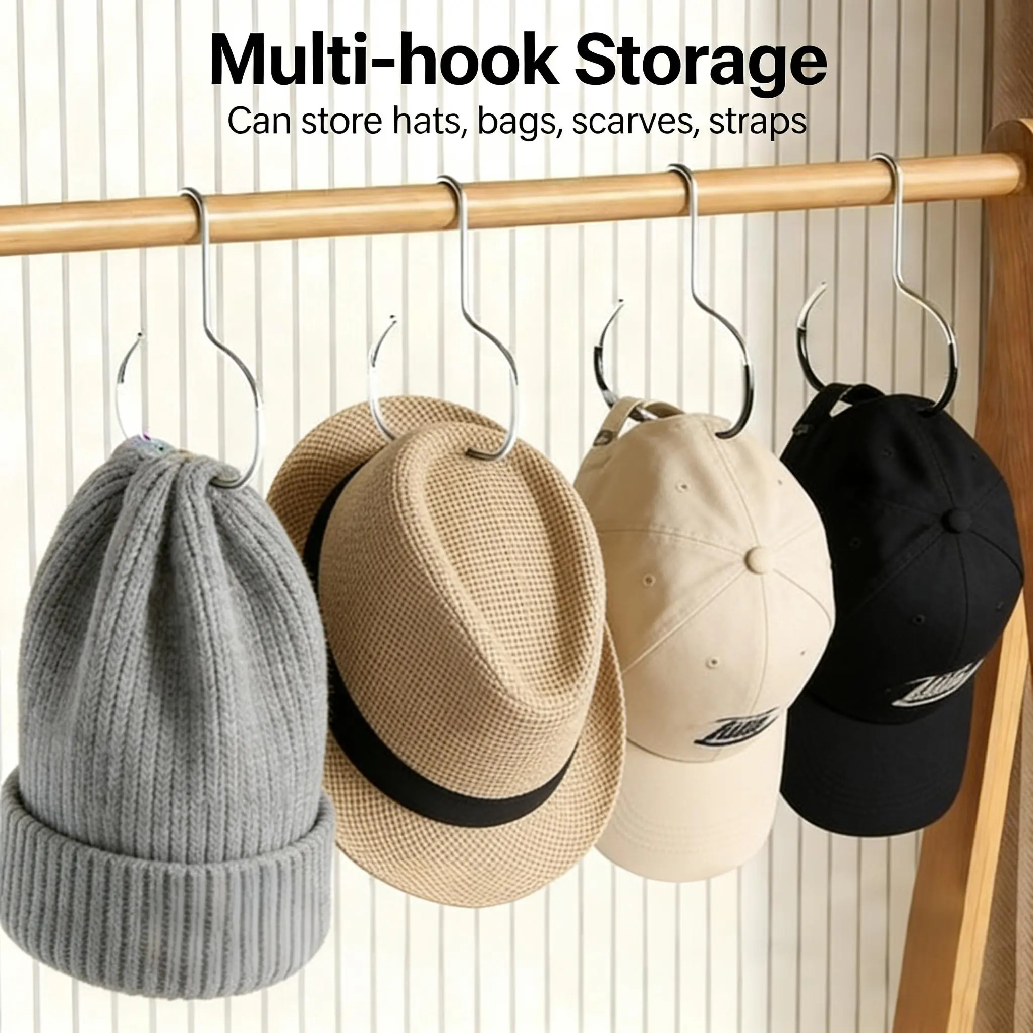 Hat Rack Stick Stop Stacking Hats Like a Mess – 6 Count Hat Storage Hooks, Space ...