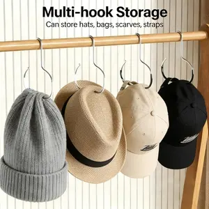 Stop Stacking Hats Like a Mess – 6 Count Hat Storage Hooks, Space Saving Stainless Steel Rack with Reinforced Design for Long-Lasting Use