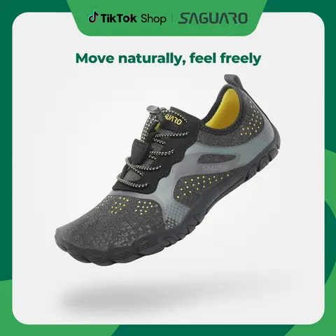 Saguaro Fast 1 Aqua Barefoot Water Shoes for Men - Minimalist, Comfortable, Lightweight, Wide, Wading Shoes with Lightweight Grip, Drainage Holes, Fast Water Drain, All Seasons, Ideal for Hiking