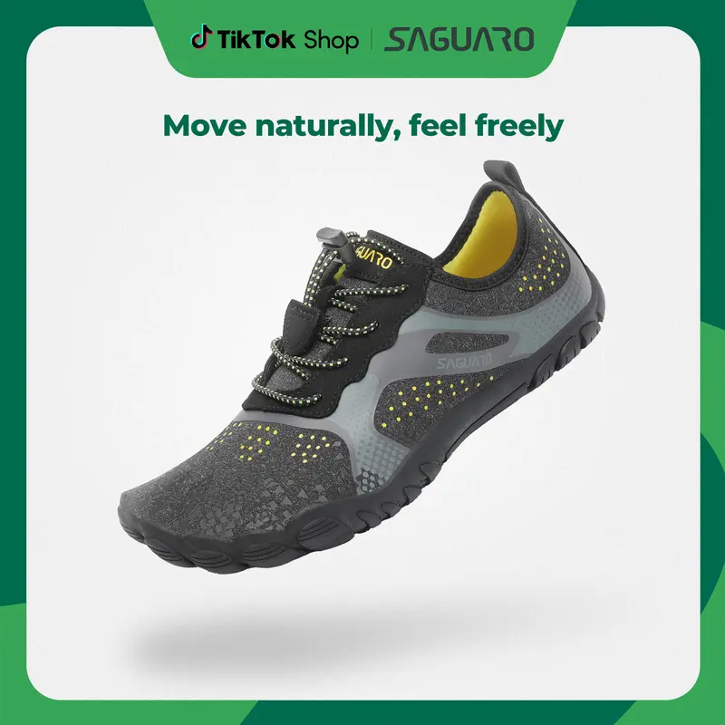Saguaro Fast 1 Aqua Barefoot Water Shoes for Men - Minimalist, Comfortable, Lightweight, Wide, Wading Shoes with Lightweight Grip, Drainage Holes, Fast Water Drain, All Seasons, Ideal for Hiking