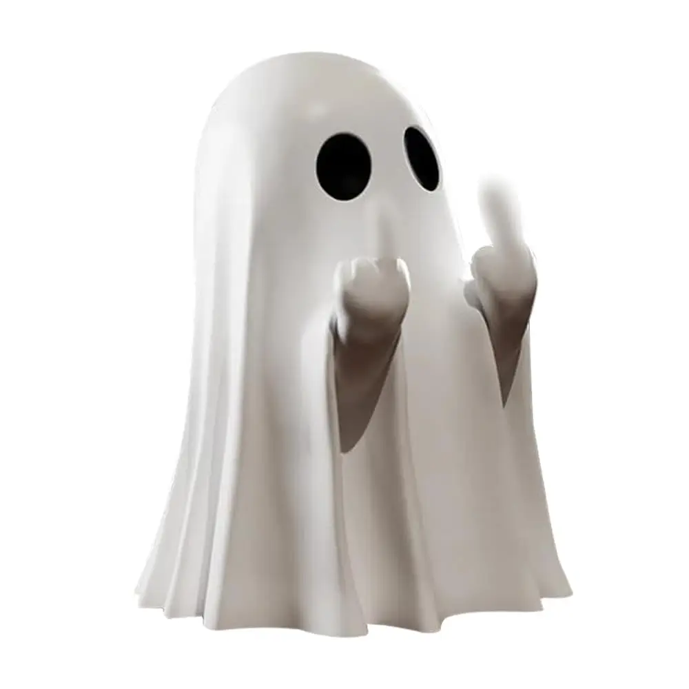Halloween Ghost Figurine-Spooky Resin Middle Finger Ghost Statue, Cute Ghost Decor for Halloween Decorations, Porch and Indoor Spooky Home Decor (Midd
