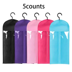 5Pcs/2Pcs Wig Storage Bag With Hook Wig Storage Hanger Zipper Transparent Dustproof Design Wig Storage Bag, Hair Extension Holder Wig Bag Wig Storage For Multiple Wigs Holder Hair Extension Hanger Wig Tool Wigs Accessories, Household Dust Cover