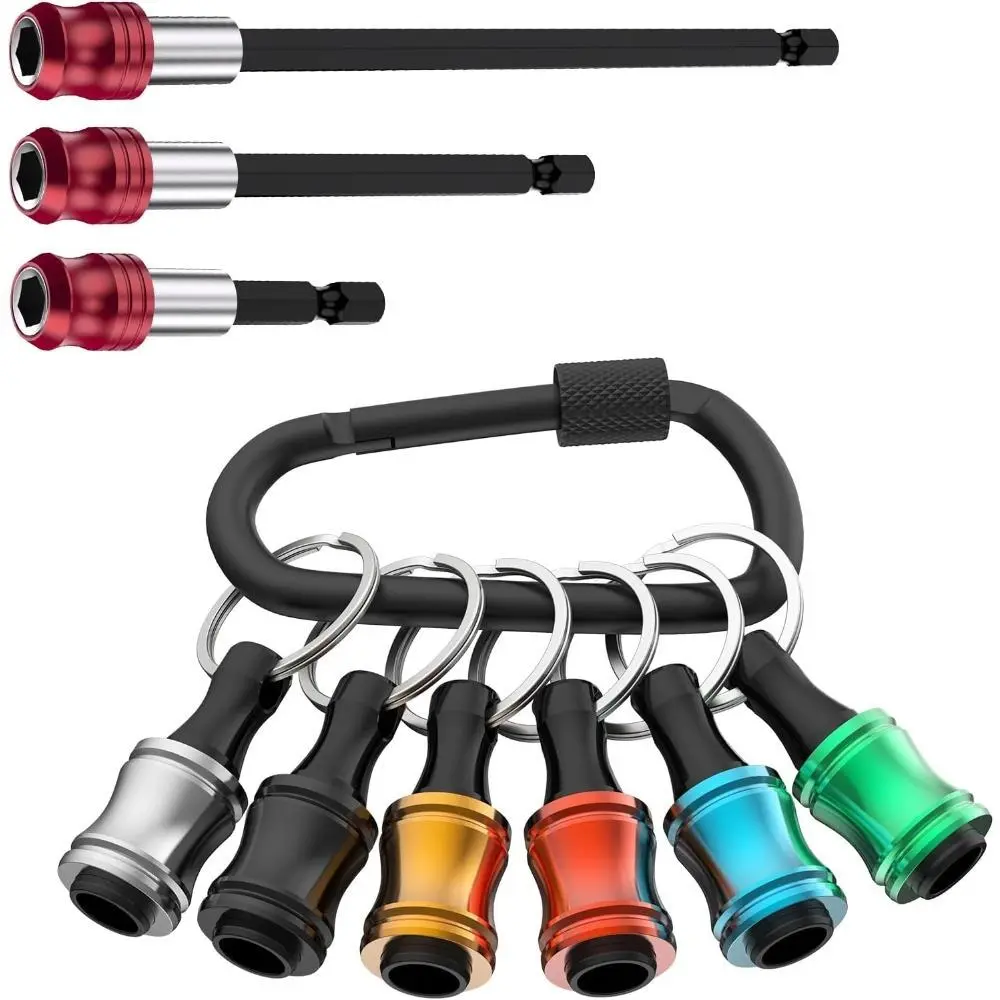 9pcs Hexagonal Shank Drill Bit Holder and Drill Bit Screwdriver Head Extension Kit Quick Release Drill Bit Holder Chuck Adapter Extender Suitable for Impact Screwdriver Nuts and Screw Drills