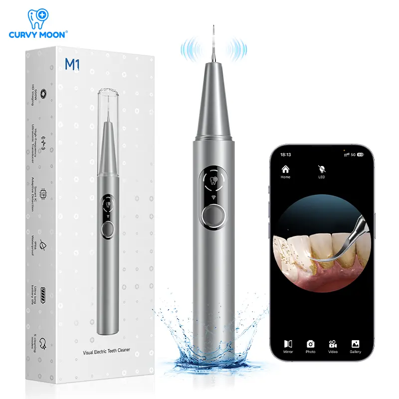 CURVY MOON 3900W Oral Care Device: 5 cleaning modes, 4 heads for visual cleaning with UV/LED lights. 10 min USB C fast charge, IPX6 waterproof, 90 day battery life. Adjustable intensity, ideal for home & travel Dental Oral Irrigator