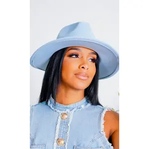 Still Trending | Wide Brim Panama Felt Fedora Hat with Band for Women Men