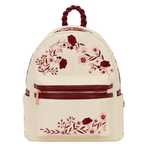 Cream & Red Floral Loungefly Mini Backpack