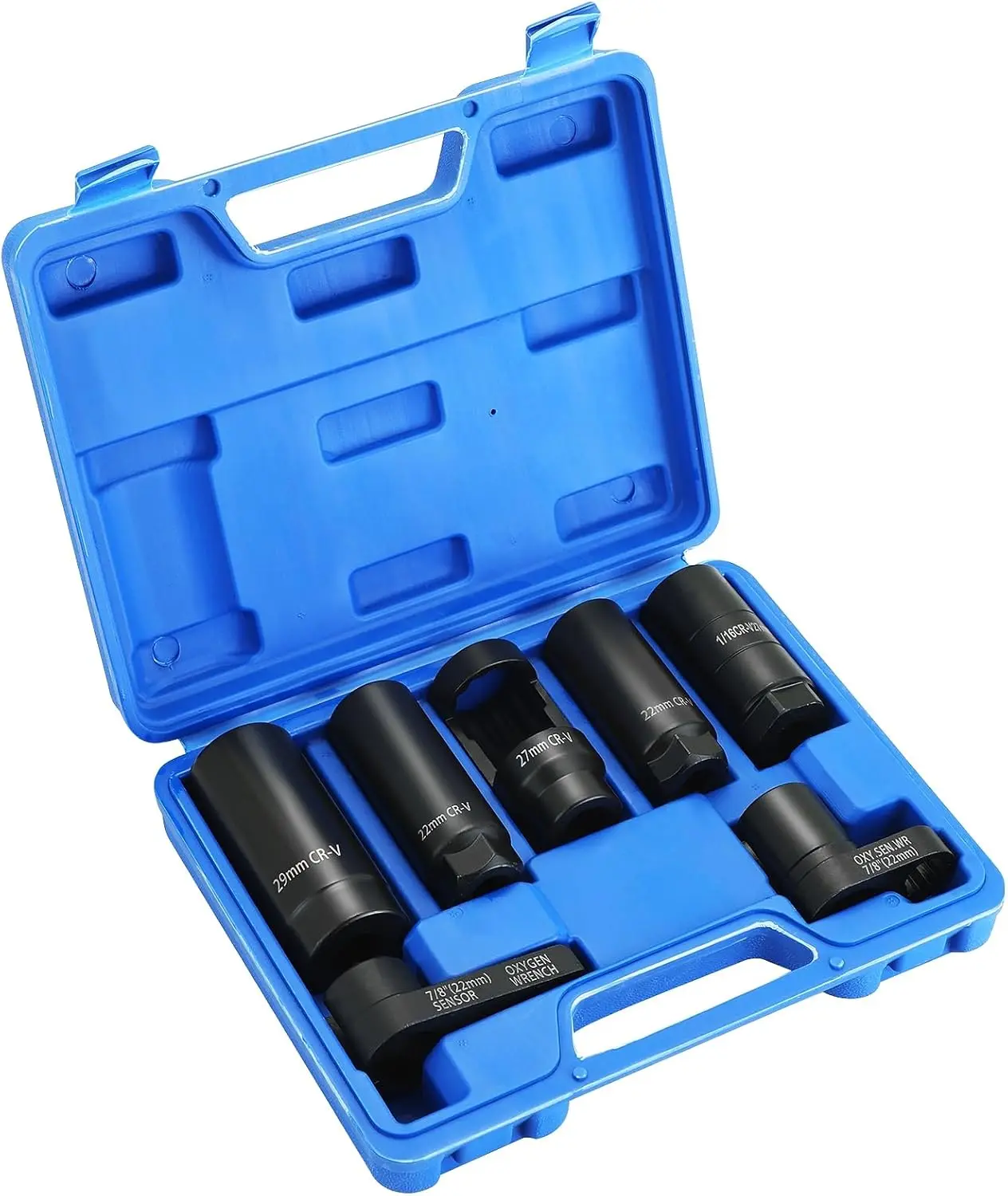 7PCS Master Sensor Socket Set | 22mm, 27mm, 29mm Sockets 1/2" 3/8" Drives, Oxygen Sensor Socket Set for Most Modern Vehicles