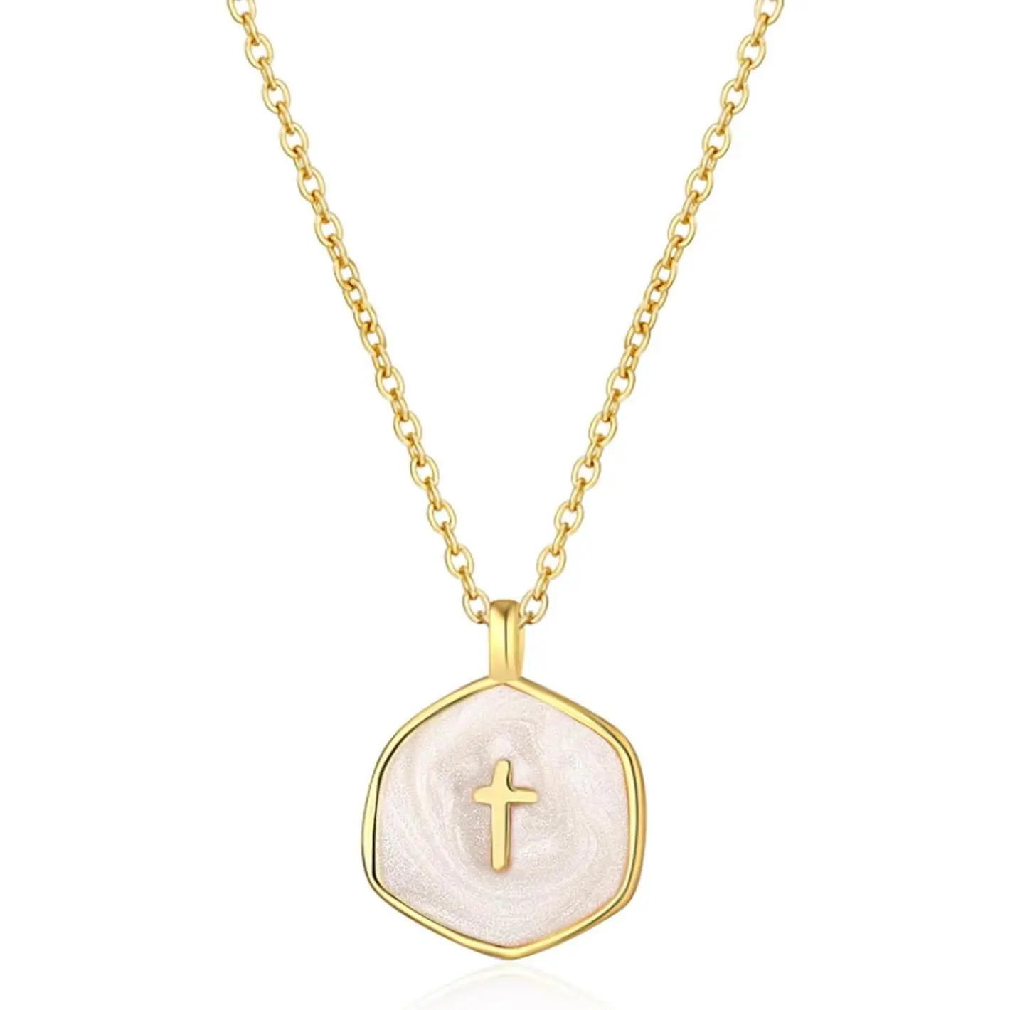 Small Cross Necklace for Women, Dainty 14K Gold Plated Cross Pendant Necklace, Everyday Simple Cross Charm Choker Minimalist Religious Jewelry Cute Trendy Gifts