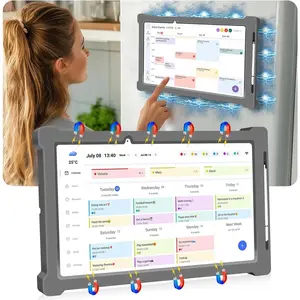Magnetic Silicone Case for Skylight Calendar,Cover for Skylight Calendar 15 inch Accessories Protector Holders Magnetic Fridge Mount with 2 Stylus Pen and Stylus Slot-Grey