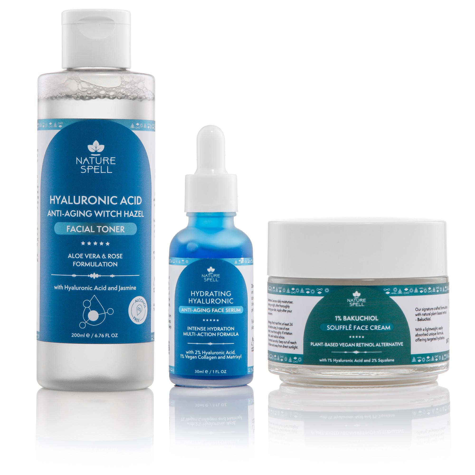 Nature Spell Hyaluronic Acid Anti-Aging Skincare Set - Toner + Serum + Moisturiser 3