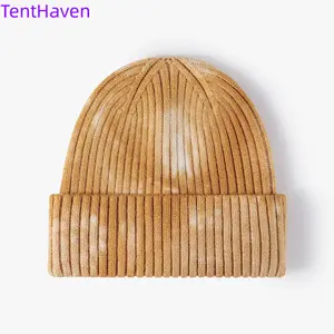 2026 autumn and winter tie dye men's personalized woolen hat for warmth and ear protection, winter outdoor hip-hop cold hat, fashionable women's knitted hat