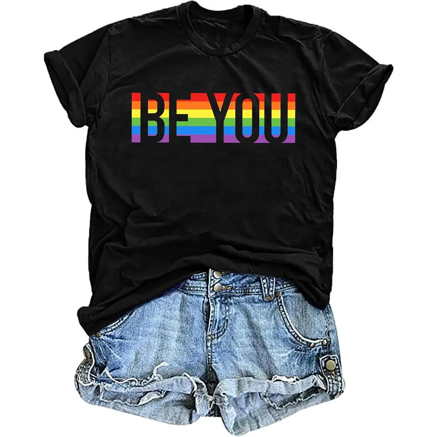 Women's rainbow shirt, pride T-shirt with rainbow print