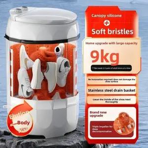 Shoe washing machine; semi-automatic mini washer, 20 mL large capacity, can clean 2–5 pairs of shoes simultaneously, featuring wash, rinse, and spin functions; PA soft-bristle brush for deep cleaning; compact and lightweight; shoe bag cleaning