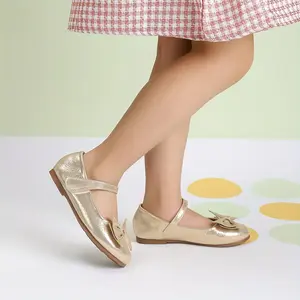 Girls' Ballet Flats with Sparkling Bow Detail - Elastic Closure Shoes, Breathable Round Toe Design Weddings, Parties & Casual Attire - All-Season Comfort (Ages 14 & Under)