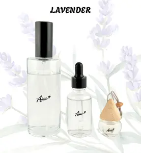 Lavender - Core Bundle Aromatherapy with Home Spray, Water Soluble Essence, & Car Air Freshener for Calm & Clarity