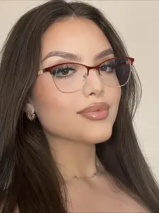 Cat Eye Metal Frame Blue Light Blocking Glasses for Women, Anti Blue Glasses, All-Season Work Eyewear, Daily Fashion Accessory, Stylish Trendy Eyewear, Trendy Casual Eyeglasses, Student Daily Use