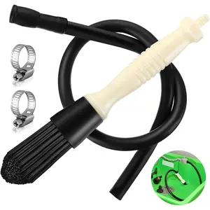Parts Washer Brush with 27.5 Inch Flow Hose, Flow Through Parts Cleaning Brush with 2 count Stainless Steel Hose Clamp for  Cleaning,  Detailing Brush