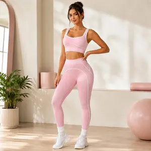 Women's Fashion Versatile High-Waisted Yoga Pants Set, Gym Training Workout Clothes, Outdoor Sports Tennis, Butt-Lifting Tight-Fitting.