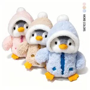 Cute Hooded Penguin Plush Toy, Soft Adorable Penguin Stuffed Animal, Gift Sleeping Pillow, Room Decor, Birthday Comfort Doll, Huggable Stuffed Animal