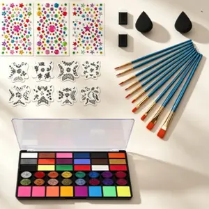 42 Color Water-Soluble Face Paint Palette Set with Brush, Vibrant Colors, Easy to Clean, DIY Face Body Makeup, Party, Halloween, School Activities Kit