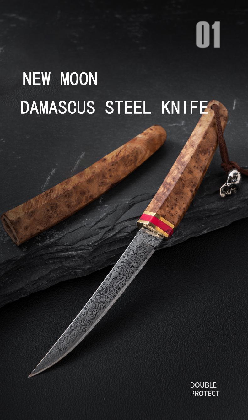 Damascus Steel Paring knife, portable household knife, for kitchen and patio barbecues, camping