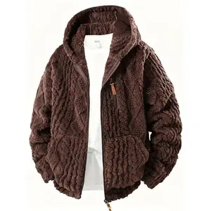 Men's Casual Fleece Jacket, Hooded Polar Fleece Zipper Coat, Fall Winter New Fashion, Travel Running Gym, Comfortable Durable Material