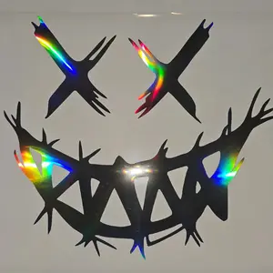 Evil smiling face, x eyes grinning car or truck decal Premium Skull Stickers