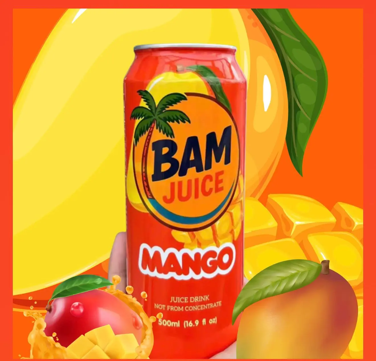 BAM Juice Mango 500ml Beverage - Refreshing Fruit Drink from Premium Mango Concentrate for On-the-Go Refreshment - Fruity, Natural