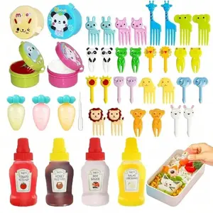 42pcs, Mini Sauce Bottles, Mini Ketchup Bottles, Condiment Squeeze Bottle, Plastic Portable Containers Bottle For Office Lunchbox Picnic Oil Soy Sauce Honey Salad Dressing, Spice Bottle, Kitchen Utensils, Apartment Essentials