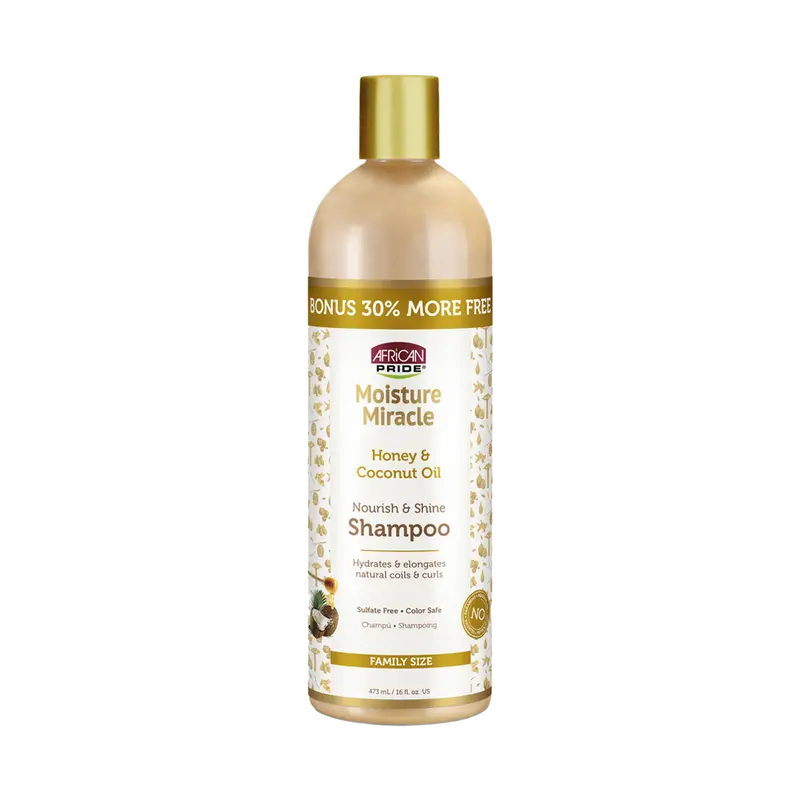 AFRICAN PRIDE MOISTURE MIRACLE HONEY & COCONUT OIL SHAMPOO, 16OZ
