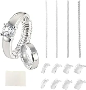 Ring Size Adjuster Set For Loose Rings 12 Pack | Transparent Elastic Ring Guard Insert & Spiral Resizer Kit | Comfort Fit For Women/Men