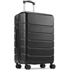 28 Inch Luggage Suitcase with TSA Lock, Hard Shell Rolling Suitcase with Spinner Wheels, Expandable Lightweight Luggage, Black