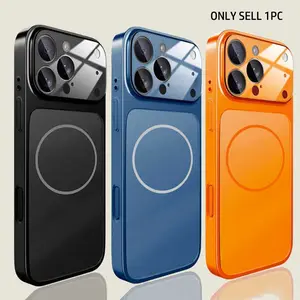New 17 large window magnetic frosted glass Aesthetic phone case suitable for Apple/iPhone 17 17Air 16 15 14 13Pro Max compatible with Magsafe wireless charging ultra-thin battery base AF oil coated protective case, Lightweight Shockproof Cover