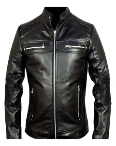 Men's Cafe Racer Black Classic Biker Leather Jacket